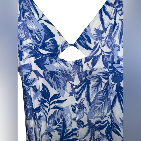 Seven Wonders Kiah Maxi Dress- Blue Floral Tropical cutout Sz XXL 12 - Picture 7 of 16